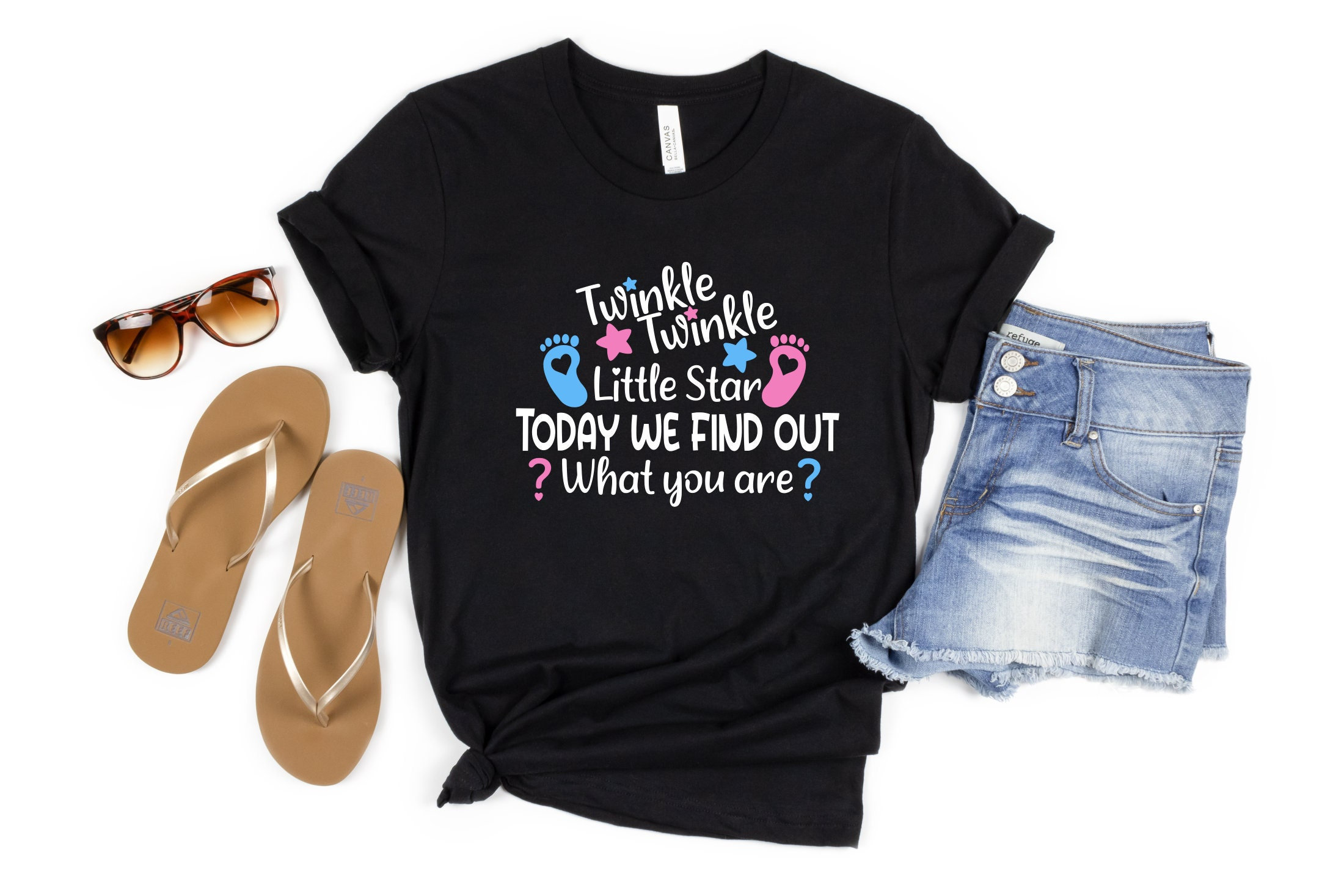 Chemise Twinkle Star Gender Reveal : t-shirt festif garçon ou fille