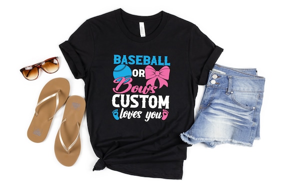 Gender Reveal Party Shirts Funny Baseball Or Bows Shirt Gender Reveal Party Shirts Funny Baseball Or Bows Shirt