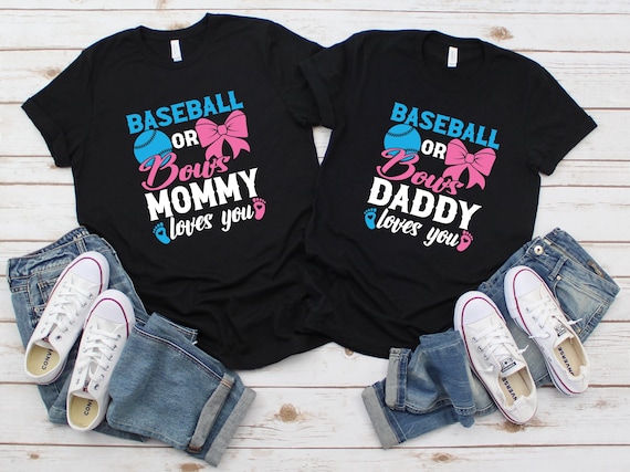 Gender Reveal Party Shirts Funny Baseball Or Bows Shirt Gender Reveal Party Shirts Funny Baseball Or Bows Shirt