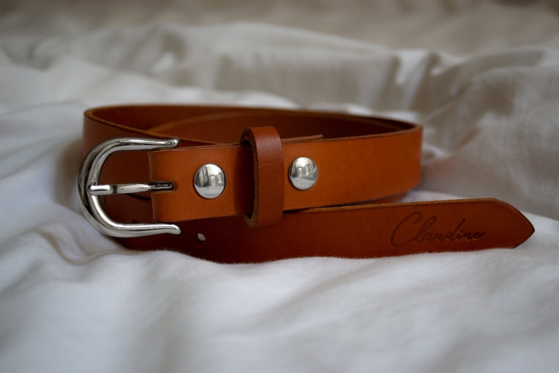 Ceinture en cuir camel femme Made in France personnalisable Claudine Aix Bild 3