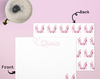 Pink Custom Stationery Set A2 Custom Pink Stationery Monogram Card Pink Color Envelopes Flat Set Note Card & Envelope Set Illustrated Cards