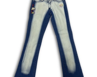 Y2k Flare Jeans Neu mit Tags Stickerei Verwaschene Farbe Crazy Girls