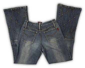 Jeans a zampa vintage con strass True Vintage Y2k vita media taglia 29