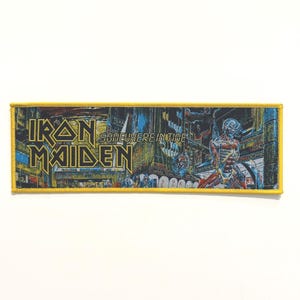 Iron Maiden - Somewhere In Time Toppa con bordo beige in tessuto, con licenza ufficiale, nuova, esaurita, disponibile direttamente