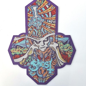 Ghost - Sept pouces de panique satanique bordure VIOLET Écusson tissé sous licence officielle ÉPUISÉ Directement neuf