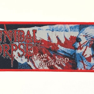 Cannibal Corpse - Tomb of the Mutilated RED Border Officially Licensed Woven Strip Patch NEW Sold Out Direct