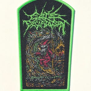 Cattle Decapitation - Reaper Surfer GREEN Border Officially Licensed Woven Patch SOLD OUT Direct New