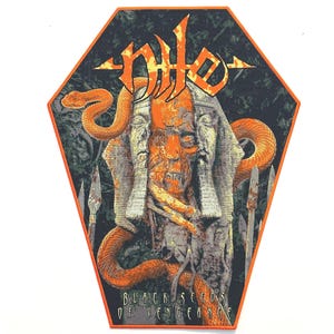 Extreem ZELDZAAM Find 2022 Nile - Black Seeds of Vengeance ORANJE geweven rugpatch met rand lang uitverkocht