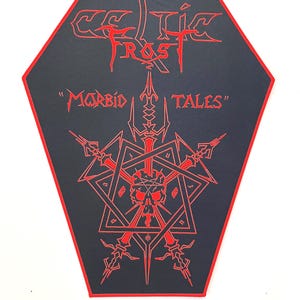 Celtic Frost - Parche trasero tejido con borde ROJO de Morbid Tales con licencia oficial AGOTADO Directo