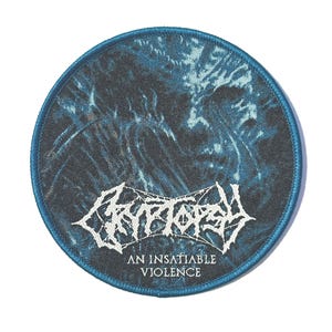 Cryptopsy - An Insatiable Violence BLUE Border Woven Patch Limited Edition New SOLD OUT Direct