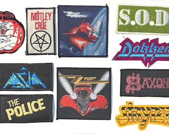 LOT de 22 patchs Heavy Metal et Hard Rock VINTAGE des années 1980 (neuf et occasion) d'une valeur de 300 USD !