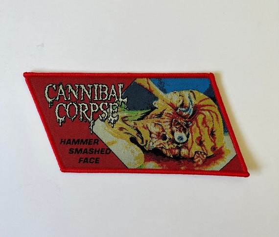 Cannibal Corpse - Hammer Smashed Face RED Border Woven Patch 