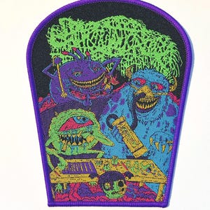 Sanguisugabogg - Addicted To Gore Borde PÚRPURA Parche tejido con licencia oficial AGOTADO Directo