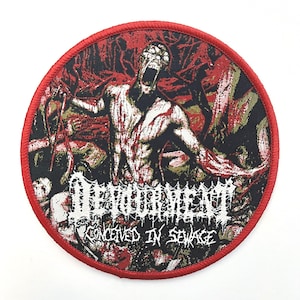 Devourment - Conceived in Sewage RED Border Woven Patch New Sold Out Direct