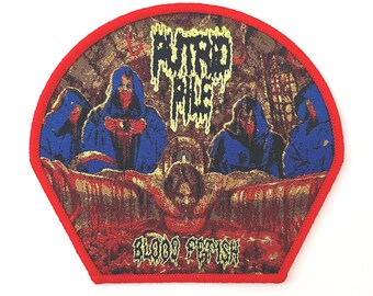 Putrid Pile - Écusson tissé Blood Fetish 2023 sous licence officielle avec bordure ROUGE Épuisé direct
