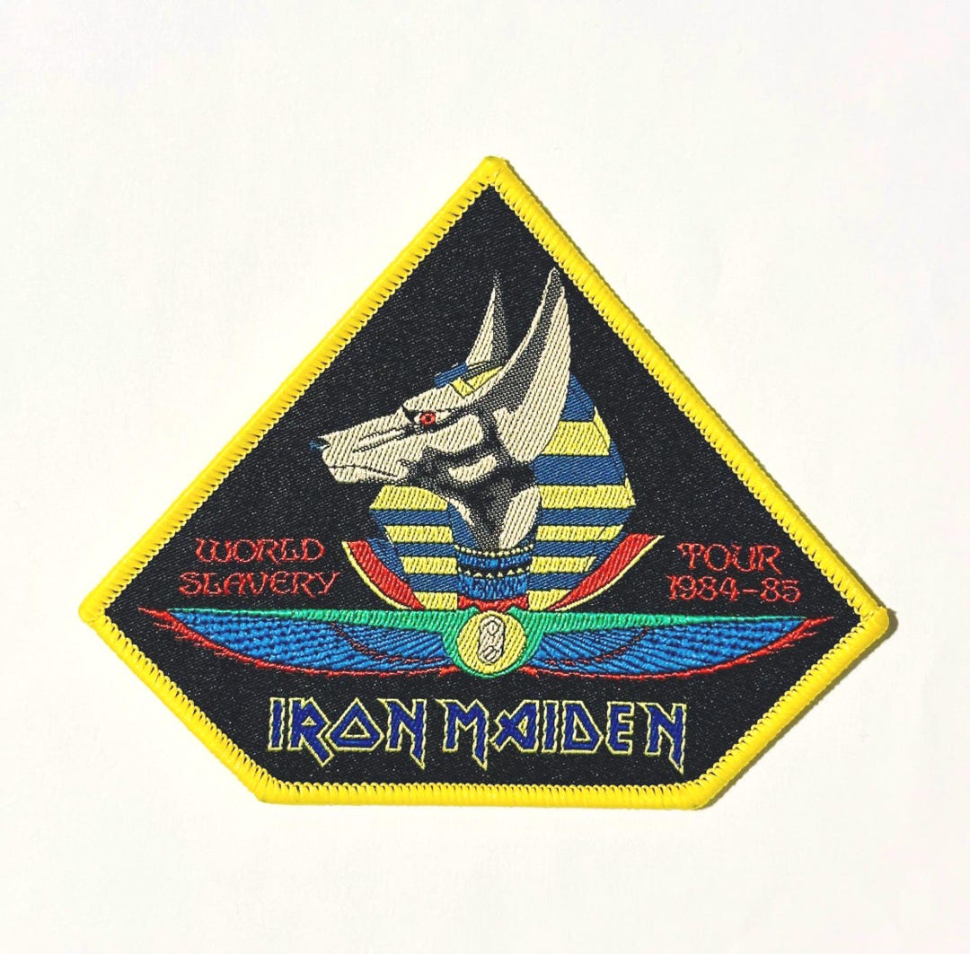 Iron Maiden - Anubis YELLOW Border Woven Patch Officially Licensed Long ...