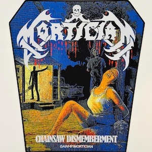 Parche tejido con borde negro de desmembramiento de motosierra para funeraria, agotado, nuevo y directo, AWHP