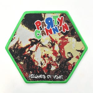 Party Cannon - Volumes of Vomit GROENE rand geweven patch Nieuw Uitverkocht Direct