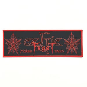 Celtic Frost - Parche de tira tejida con borde ROJO de Morbid Tales con licencia oficial NUEVO Agotado Directamente