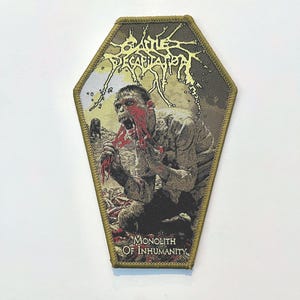 Decapitación de ganado - Monolito de la inhumanidad Borde MARRÓN Parche tejido con licencia oficial AGOTADO Directo Nuevo