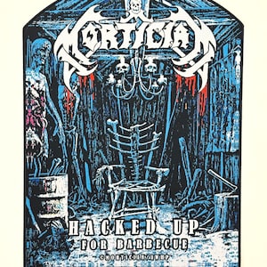 Mortician - Hacked Up For Barbecue BLACK Border Woven Back Patch Officially Licensed New Sold Out Direct AWHP