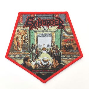 RARE FIND 2021 Exhorder - Slaughter In the Vatican Red Border WOVEN Patch New Long Sold Out Direct