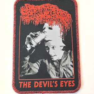 Sanguisugabogg - The Devil's Eyes RED GLITTER Border WOVEN Patch Oficjalnie licencjonowana nowość Wyprzedane bezpośrednio