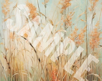Summers Promise, beautiful wall art, muted tones, earth tones, wheat grass, grass, barn grass, pastels, wall decor, beach days, summer night