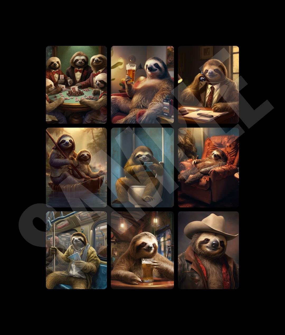 Father's Day Sloths, Father's Day Digital Images, Father's Day Wall ...