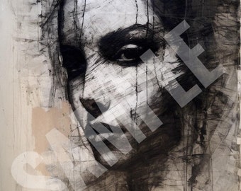 Pensive, black and white wall art, black and white home decor, brushed stroke, airbnb art, airbnb decor, black and white abstract art