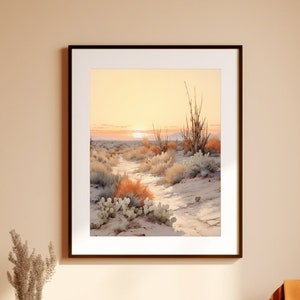Desert Sunset Art Print: Warm Earth Tones, Pastel Sky (Digital Download)