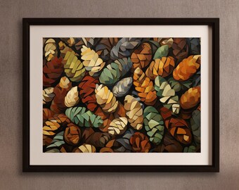 Pine Cone Art Print: Earthy Autumn Colors, Rustic Home Decor (Digital Download)