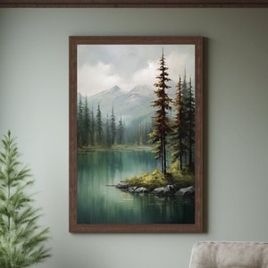 Alpine Lake Canvas Print: Tranquil Mountain Landscape Wall Art