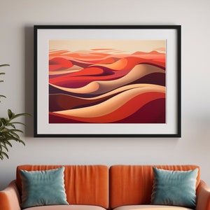 Sunset Dunes Art Print: Abstract Minimalist Warm Colors (Digital Download)