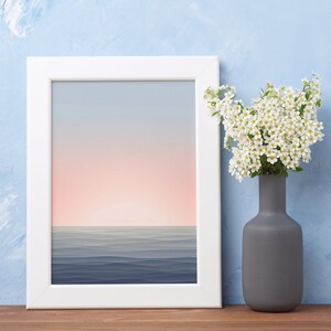 Coastal Wall Decor, Tranquil Ocean Digital Art Printable: Soothing Pastel Colors for Calm and Relaxing Ambiance, or Contemporary Home Decor