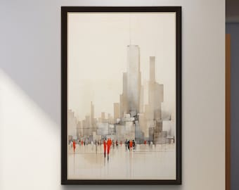 Minimalist Cityscape Canvas Art: Neutral Urban Skyline