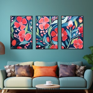 Floral Triptych: Vibrant Botanical Art Prints, Set of 3