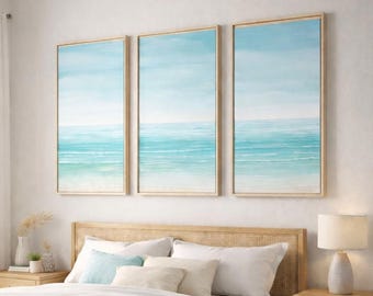 Beach Triptych Wall Art, Coastal Decor Set of 3