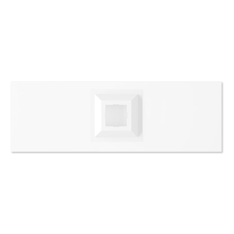May include: A white medical test strip with a small, rectangular window in the center.