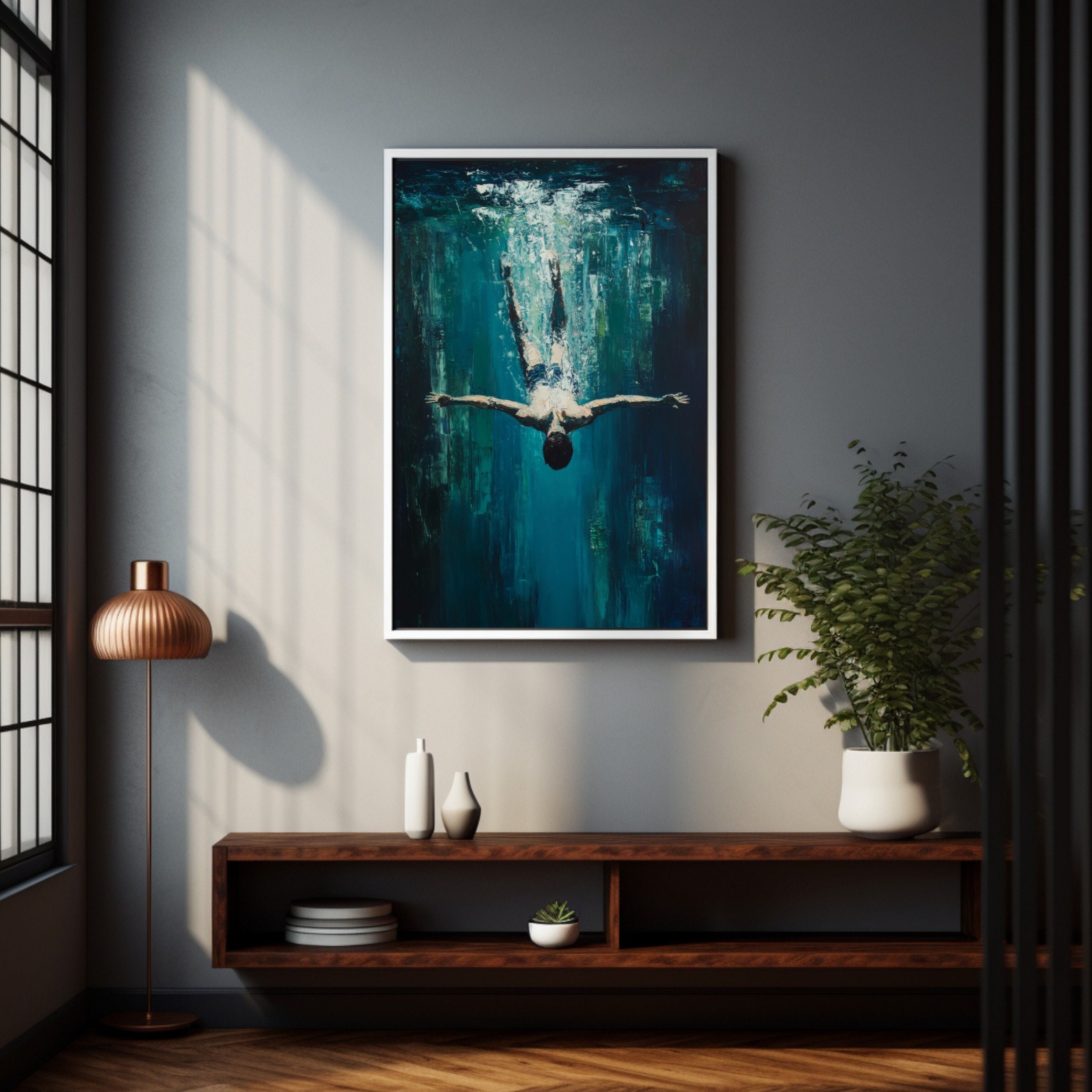 Abstract Swimmer Canvas Print: Modern Expressionist Wall Art - Etsy