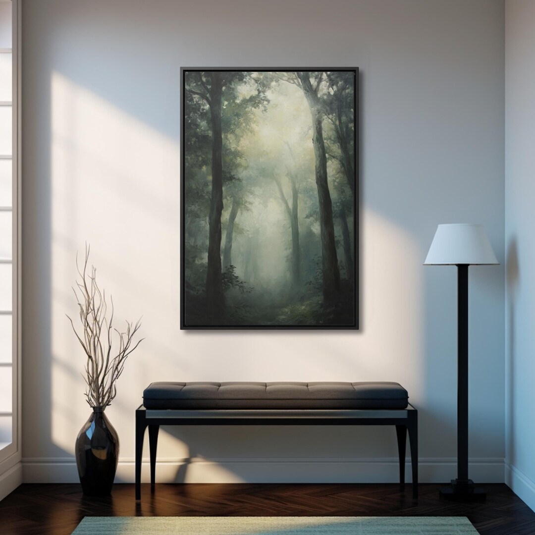 Misty Forest Canvas Print: Serene Woodland Nature Wall Art - Etsy