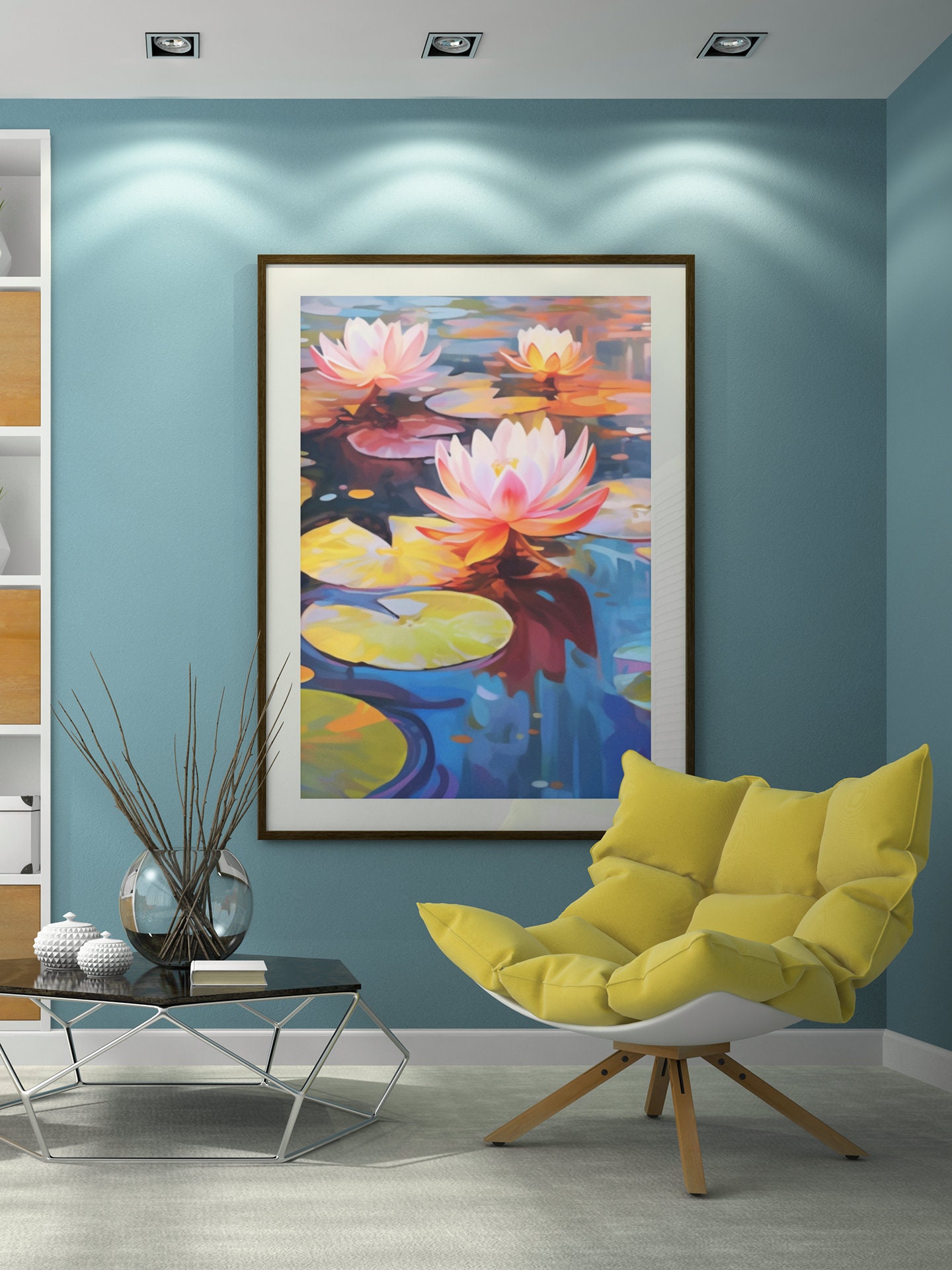 ABEUTY Malen Nach Zahlen - Lotus Teich Blau Auf Leinwand 40x50cm - DIY Ölgemälde Für Erwachsene