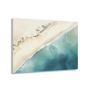 Coastal Acrylic Panel Art: Aerial Beach Ocean Painting 18″ x 12″ (Horizontal)