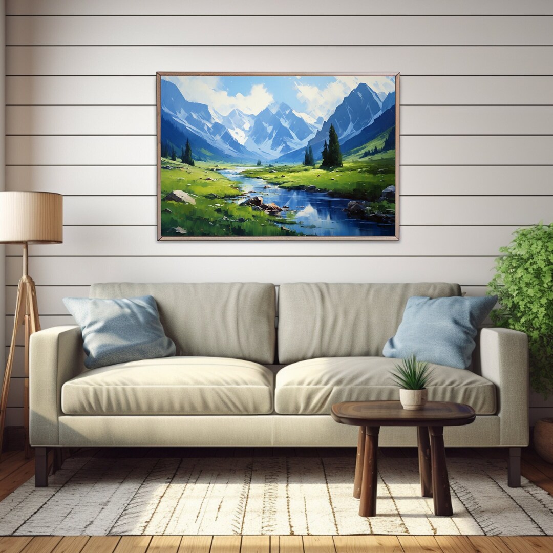 Mountain Lake Canvas Print: Serene Meadow Landscape Wall Art - Etsy