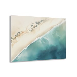Coastal Acrylic Panel Art: Aerial Beach Ocean Painting 30″ x 20″ (Horizontal)