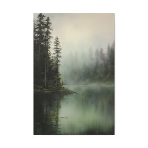 Misty Forest Lake Canvas Print: Tranquil Landscape Wall Art - Etsy