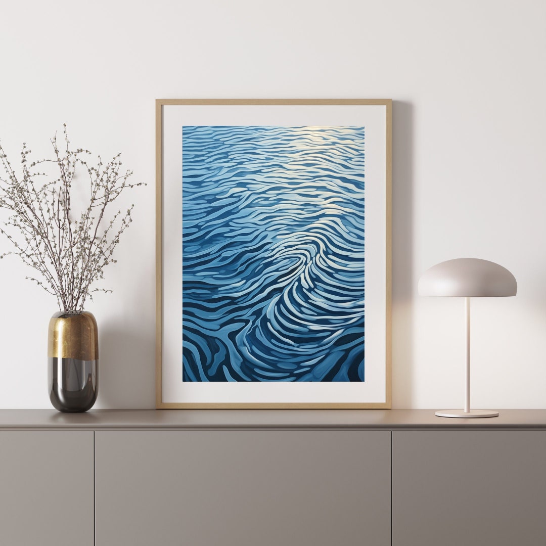 Blue Lake Ripple Art Print: Coastal Modern Home Decor (digital Download ...