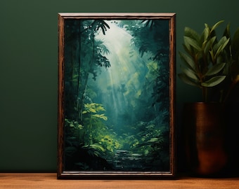 Tropical Rainforest Giclée Print: Acrylic Jungle Painting Wall Art