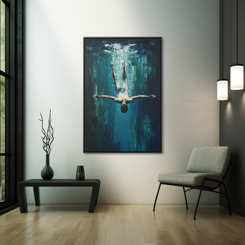 Abstract Swimmer Canvas Print: Modern Expressionist Wall Art - Etsy