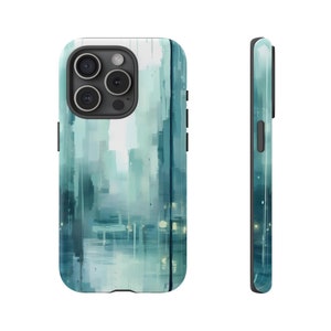 Abstract Blue Green Artistic Phone Case: Modern Art Design